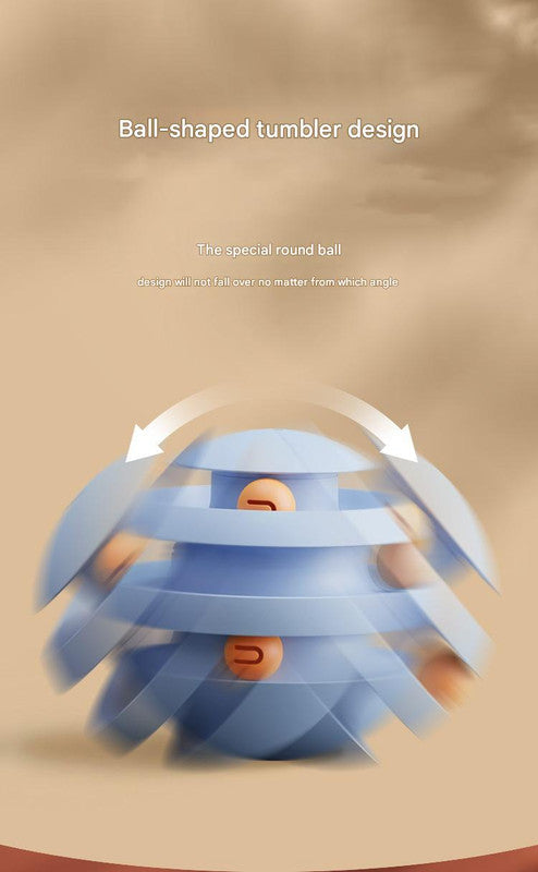 Blue Interactive Cat Scratching Ball Toy - Multi-layer Track with Rolling Ball