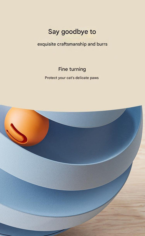 Blue Interactive Cat Scratching Ball Toy - Multi-layer Track with Rolling Ball