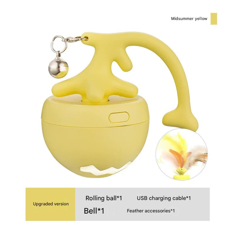 Rechargeable Interactive Cat Toy - Self-Rolling Ball with LED Light,Standard Edition Blue