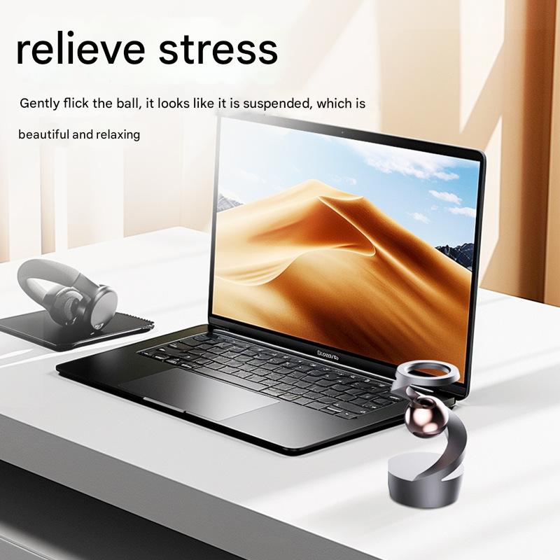 Desktop Levitating Gyro,Magnetic Floating Desk Toy for Stress Relief, Elegant Design-silver