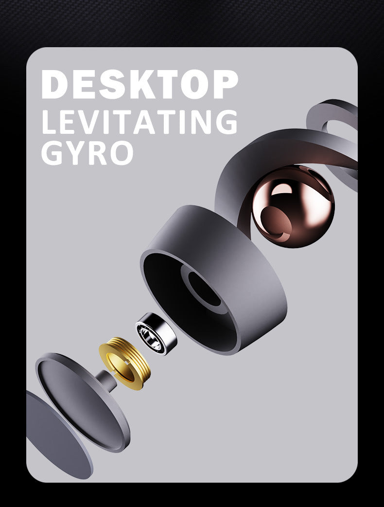 Desktop Levitating Gyro,Magnetic Floating Desk Toy for Stress Relief, Elegant Design-silver