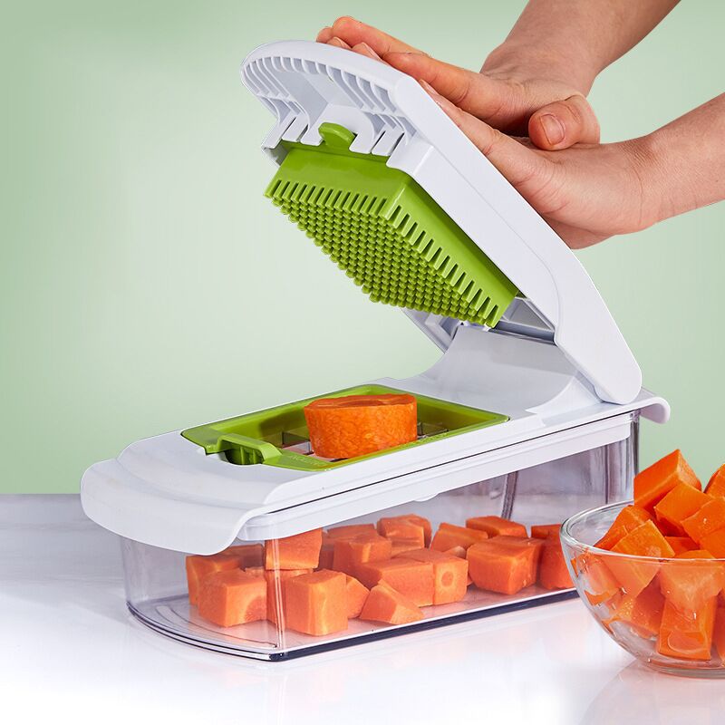 18-Piece Multi-Function Vegetable Chopper, Rotary Grater, Spiralizer and Slicer for Home Kitchen (Black and white)