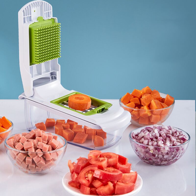 18-Piece Multi-Function Vegetable Chopper, Rotary Grater, Spiralizer and Slicer for Home Kitchen (Black and white)