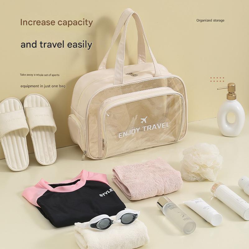 Waterproof beach bag with wet and dry separation, gym and swim storage bag, toiletries and cosmetic bag for swimsuits and goggles (Gray has no shoe compartment)