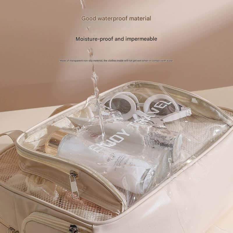 Waterproof beach bag with wet and dry separation, gym and swim storage bag, toiletries and cosmetic bag for swimsuits and goggles (Pink has no shoe compartment)