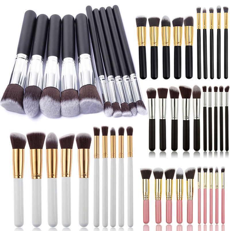 10-Piece Pink gold Makeup Brush Set - Large and Small Brushes for Professional Beauty Application