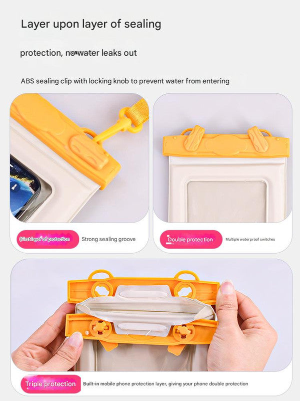 IPX8 Waterproof Phone Pouch with Inflatable Floating Layer,Touchscreen Dry Bag for Swimming(yellow)