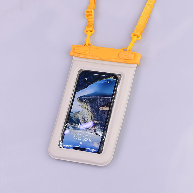 IPX8 Waterproof Phone Pouch with Inflatable Floating Layer,Touchscreen Dry Bag for Swimming(yellow)