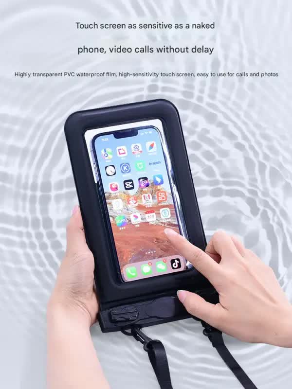 IPX8 Waterproof Phone Pouch with Inflatable Floating Layer,Touchscreen Dry Bag for Swimming(blue)