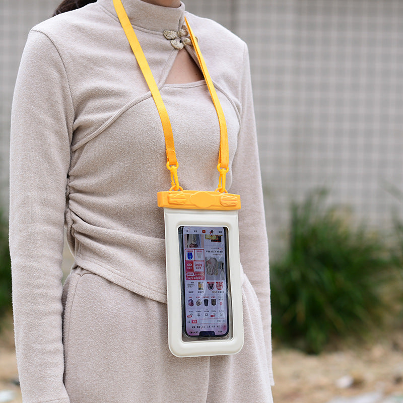 IPX8 Waterproof Phone Pouch with Inflatable Floating Layer,Touchscreen Dry Bag for Swimming(blue)