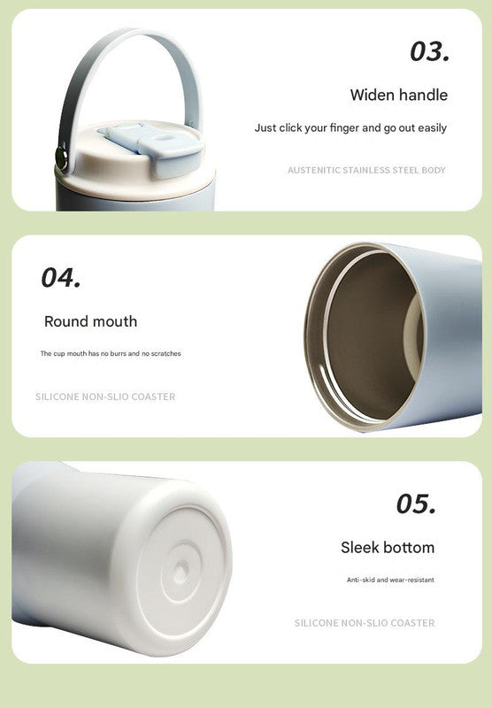 304 Stainless Steel Insulated Tumbler,Large Capacity with Handle and Cute Cloud Accessory(Green)