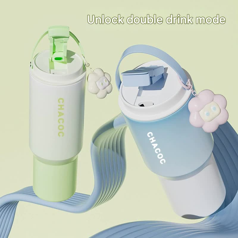 304 Stainless Steel Insulated Tumbler,Large Capacity with Handle and Cute Cloud Accessory(Pink)