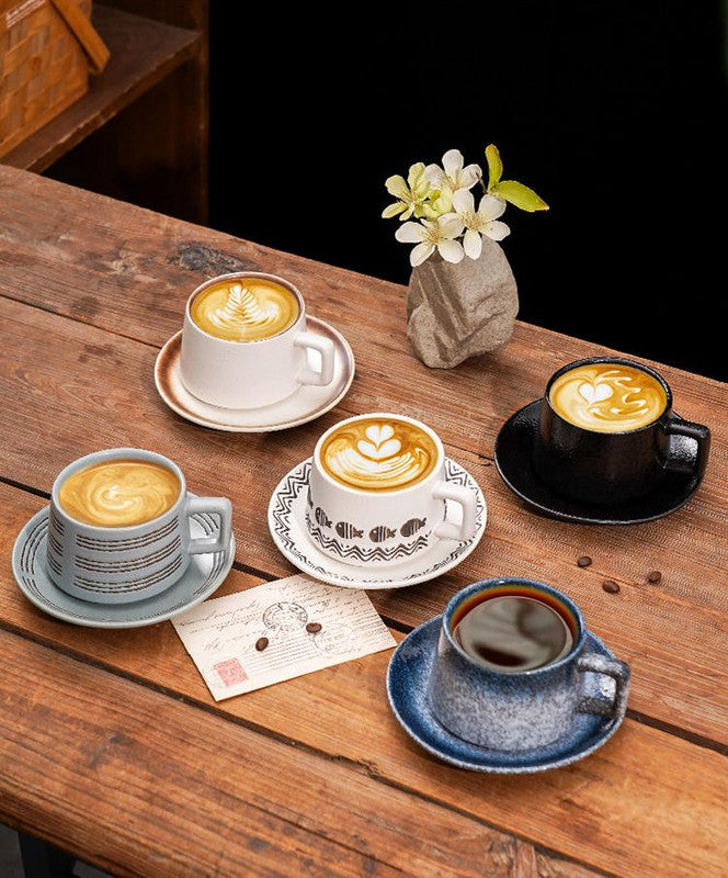 Vintage Ceramic Coffee Cup and Saucer Set - Elegant Afternoon Tea Set(Daisy Blue)