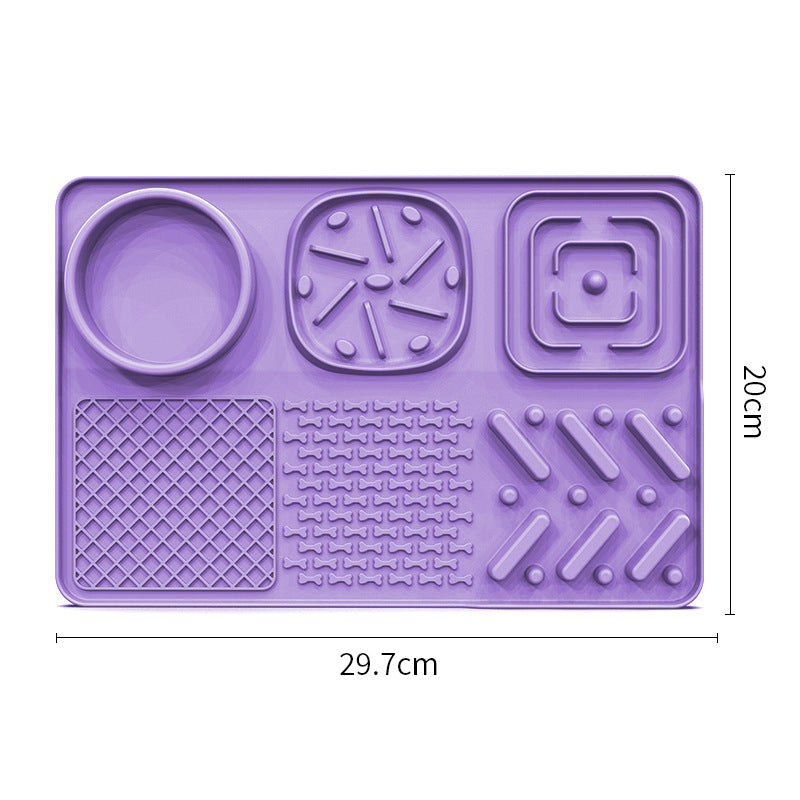 Pet Slow Feeder Lick Mat with Suction Cups - Anti-Anxiety Dog Feeding Mat(Purple)