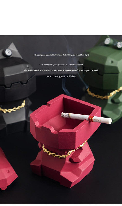 Hippo Ashtray with Lid - Stylish Geometric Decor for Home and Office(Black)