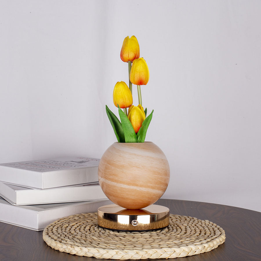 Orange Tulip Night Light - Floral Table Lamp for Bedroom Ambiance