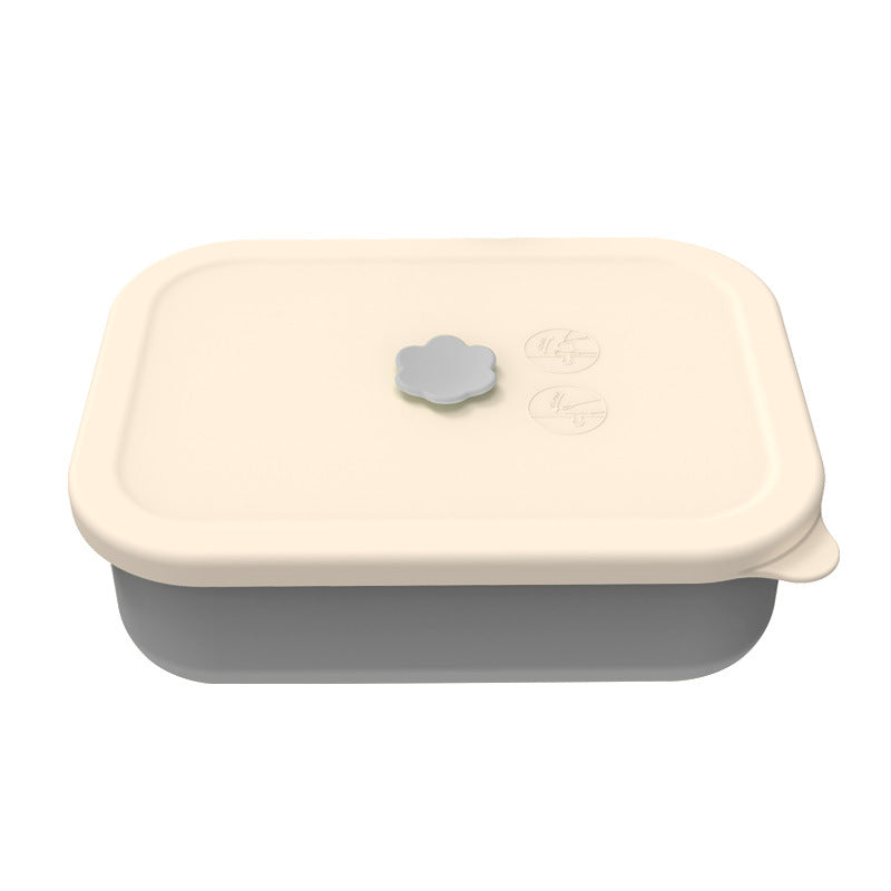 Gray Microwave-Safe Silicone Lunch Box with 4 Compartments - Airtight Bento Box for Work and Travel