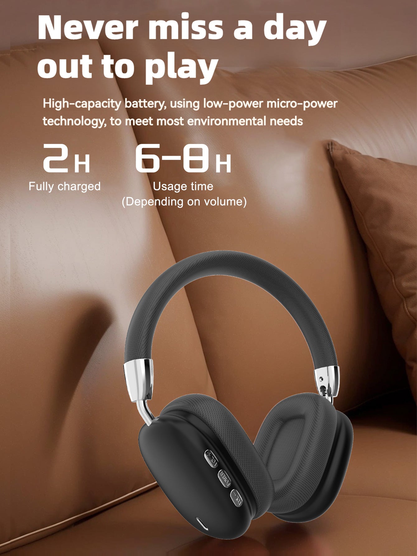 Premium Wireless Bluetooth Headphones with Stereo Hi-Fi Sound(pink)