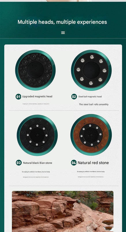 Rechargeable 6-Level Electric Cupping & Gua Sha Massager with LED Display & Magnetic Therapy Head(green)