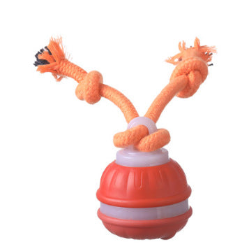 Interactive Dog Chew Toy with Rope - Durable Treat Dispensing Ball for Play &amp; Dental Health(red)