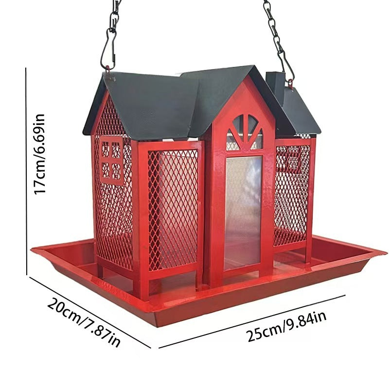 Charming House-Shaped Hanging Bird Feeder - Durable Metal Design for Wild Birds(black)