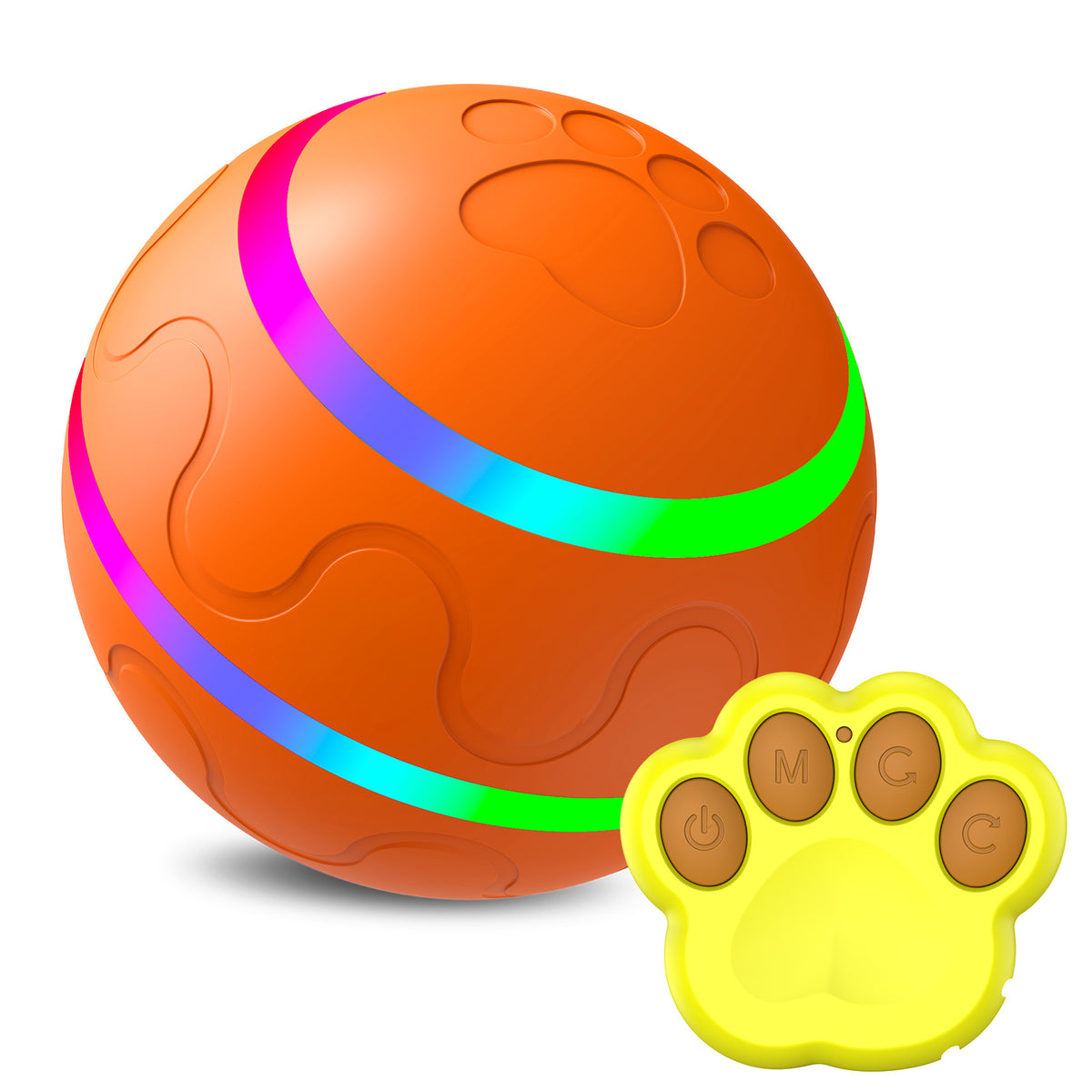 Interactive Auto Pet Toy Ball with Remote Control - USB Rechargeable, LED Lights, Sturdy &amp; Waterproof(orange)