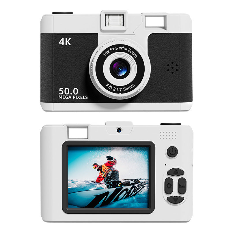 Compact 4K Digital Camera - 50MP, 16x Zoom, 2.4-inch IPS Screen, WiFi &amp; Fill Light - Retro CCD Style(black)