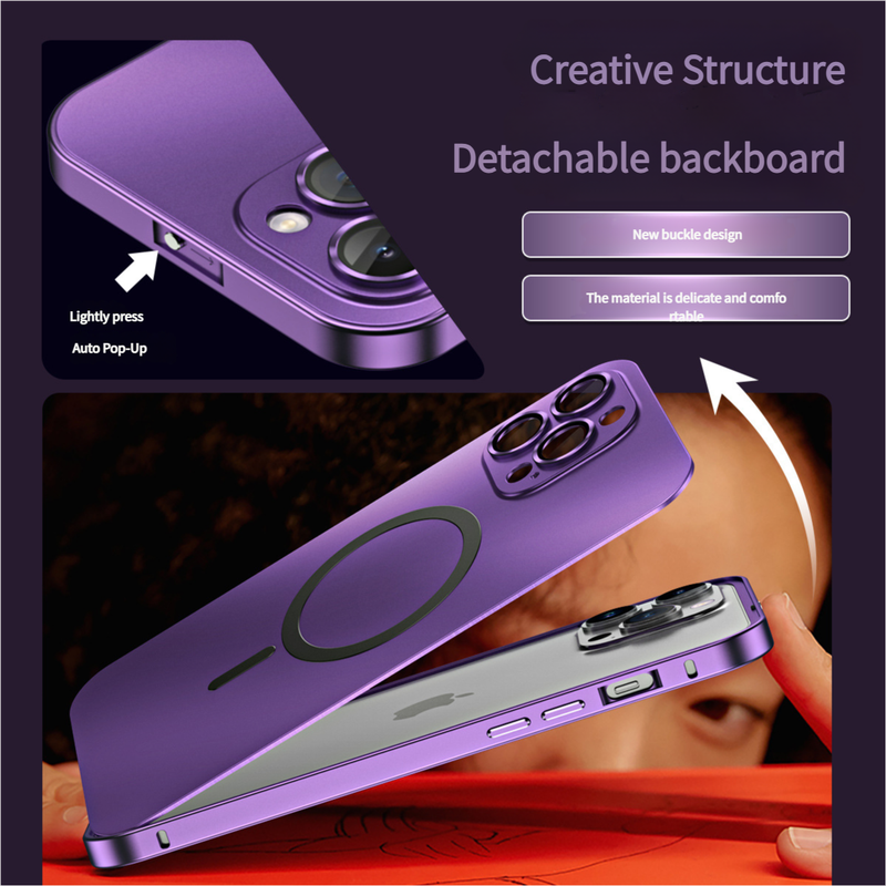 Innovative Detachable Backplate Case for iPhone 14 Pro Max with Strong MagSafe Compatibility(Purple)