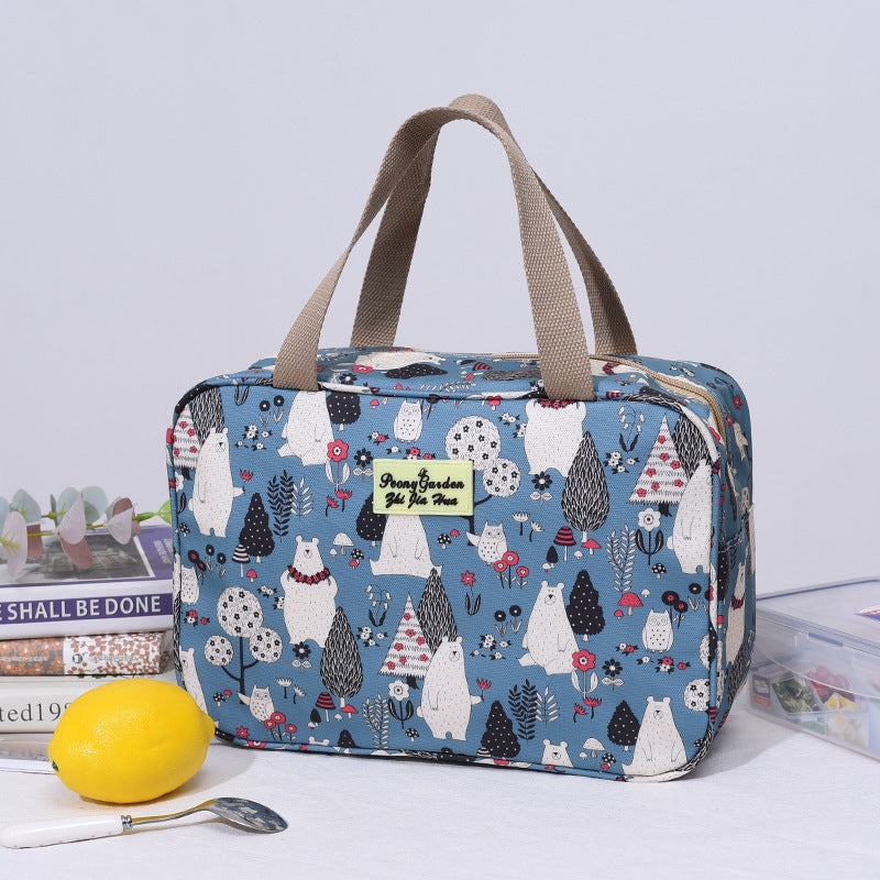 Versatile Portable Handled Bag - Durable Waterproof Fabric, Ideal for Toiletries, Lunch &amp; Travel(Light blue white bear)