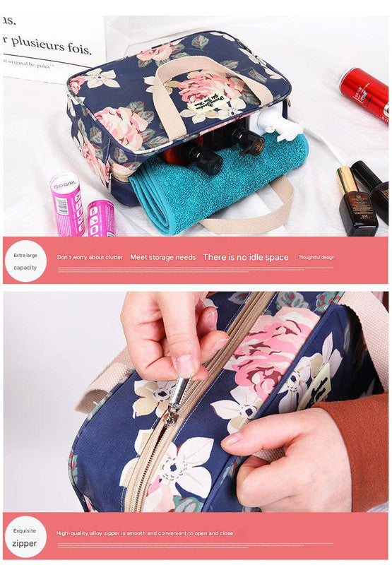 Versatile Portable Handled Bag - Durable Waterproof Fabric, Ideal for Toiletries, Lunch & Travel(Light blue white bear)