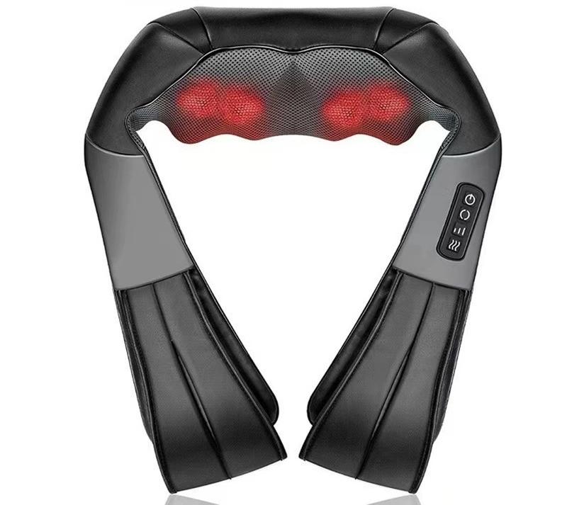 Deep Kneading Shiatsu Neck &amp; Shoulder Massager with Heat - USB Rechargeable Ergonomic Design(Gray and black)