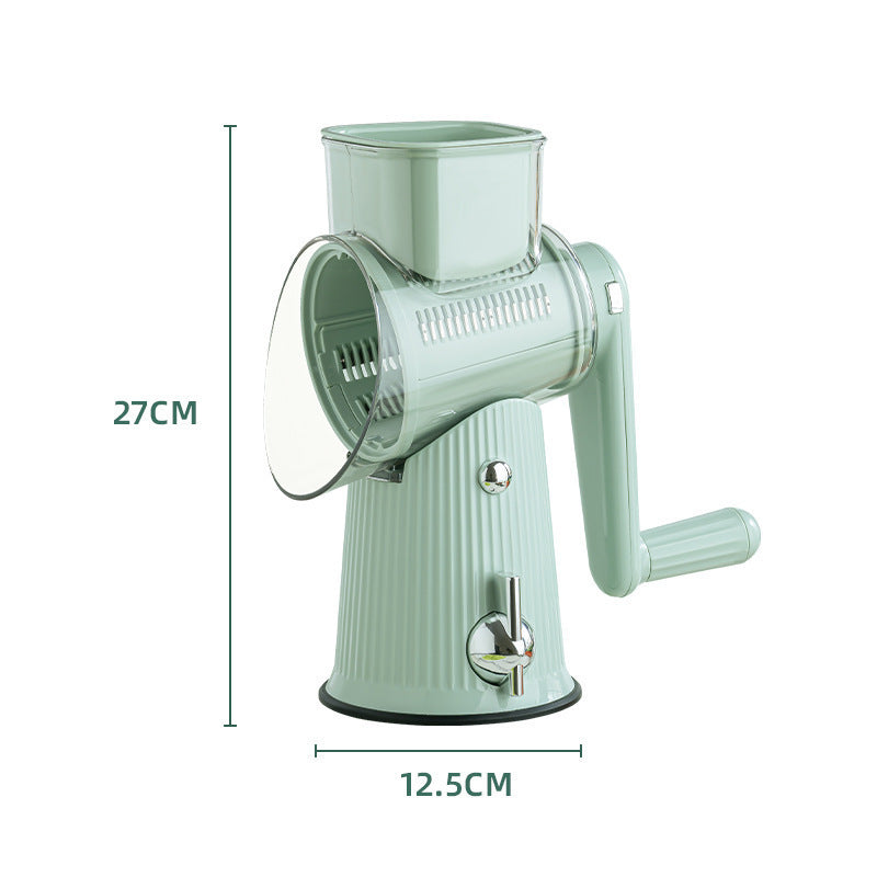 Multi-Function Rotary Vegetable Slicer & Grater - 5 Blade Types (10 Pcs Total) with Storage Box-green