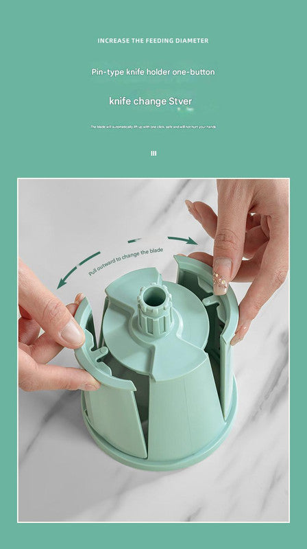 Multi-Function Rotary Vegetable Slicer & Grater - 5 Blade Types (10 Pcs Total) with Storage Box-white