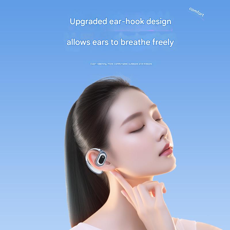 AI Smart Translation Earbuds - Open-Ear TWS Bluetooth Headphones with 144 Language Support & LED Display Case(White)