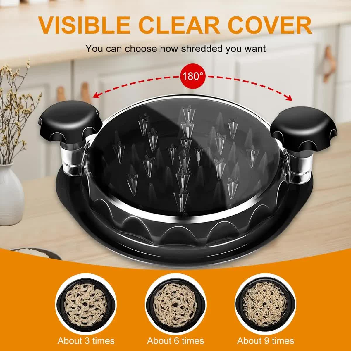 Upgraded Meat Shredder Tool - Rotating Chicken & Pork Puller with Anti-Slip Base & Ergonomic Grips(black)