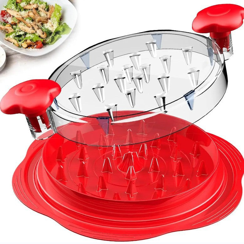 Upgraded Meat Shredder Tool - Rotating Chicken &amp; Pork Puller with Anti-Slip Base &amp; Ergonomic Grips(red)