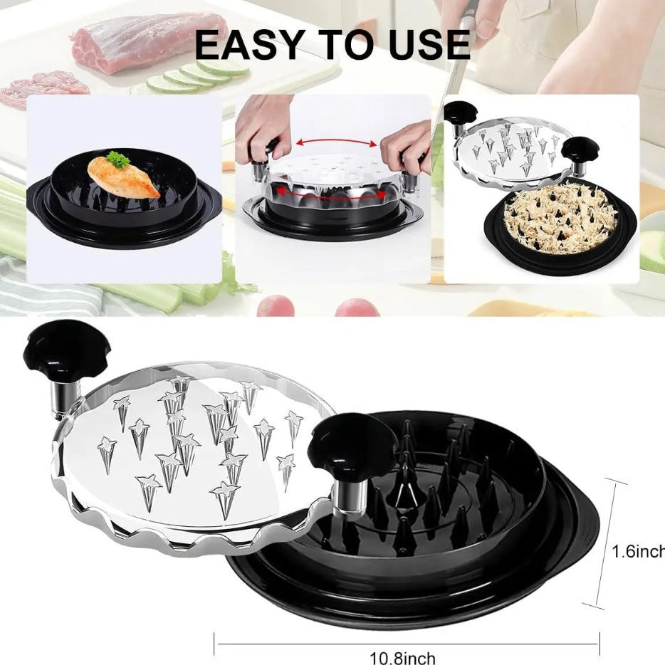 Upgraded Meat Shredder Tool - Rotating Chicken & Pork Puller with Anti-Slip Base & Ergonomic Grips(red)