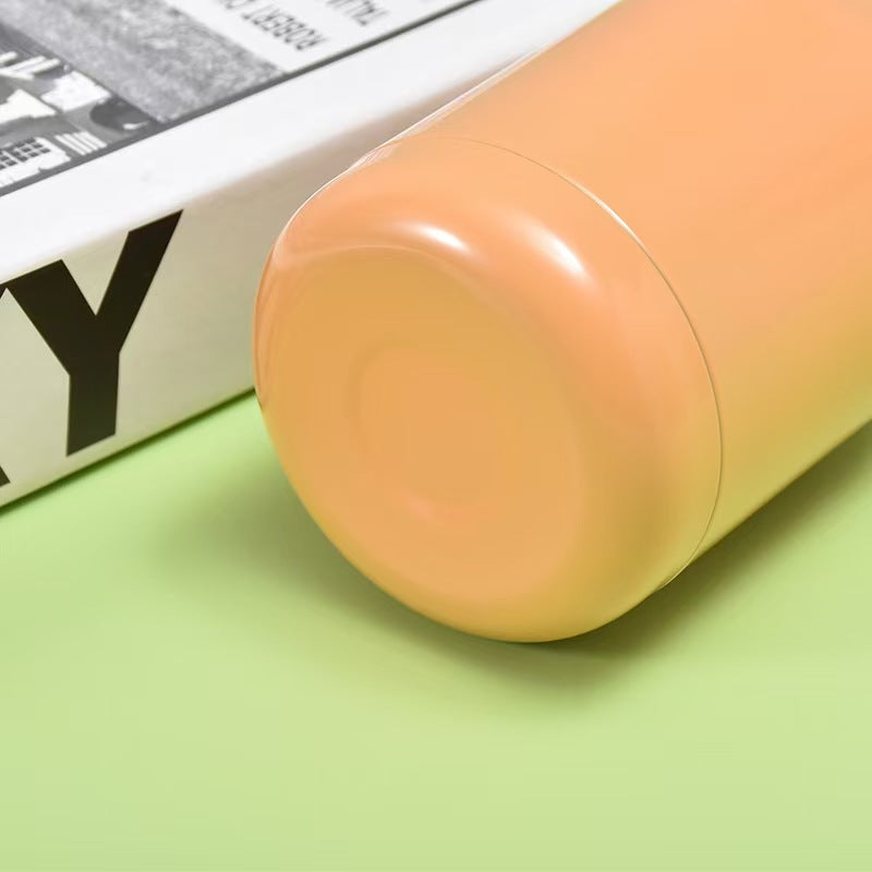 Good Luck" Mini Stainless Steel Thermos Flask - 350ml Leakproof Insulated Bottle with Pop-Up Lid & Strap(blue)"