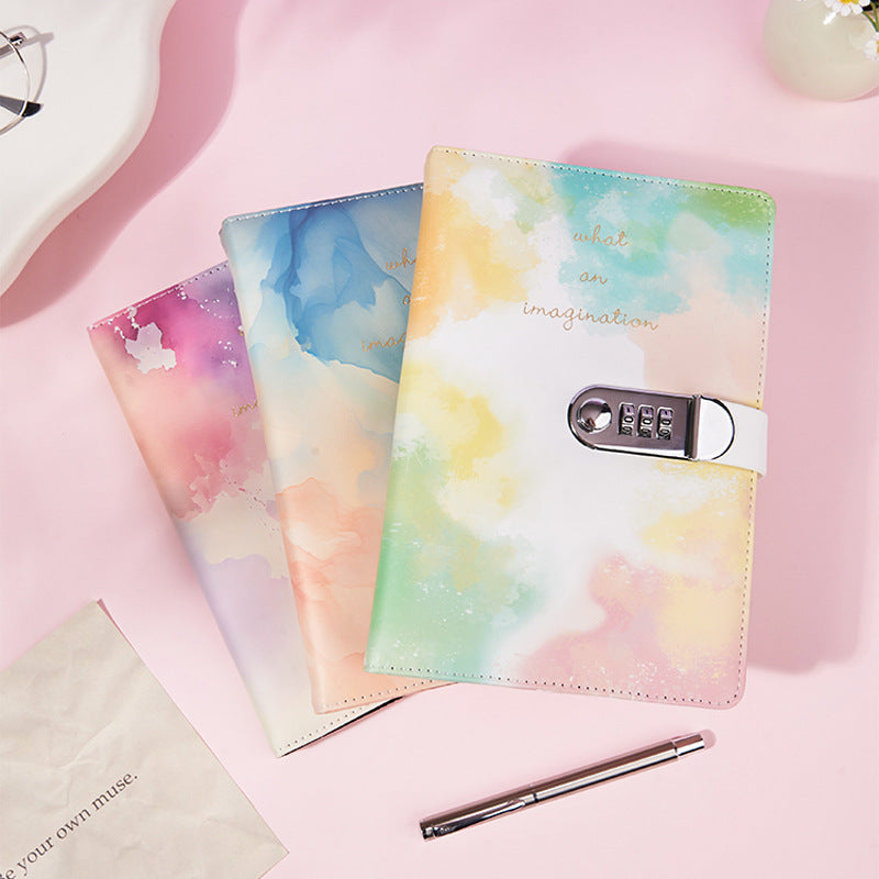 A5 Tie-Dye Journal with Combination Lock - 240 Pages, Soft Touch Cover Diary(Blue)
