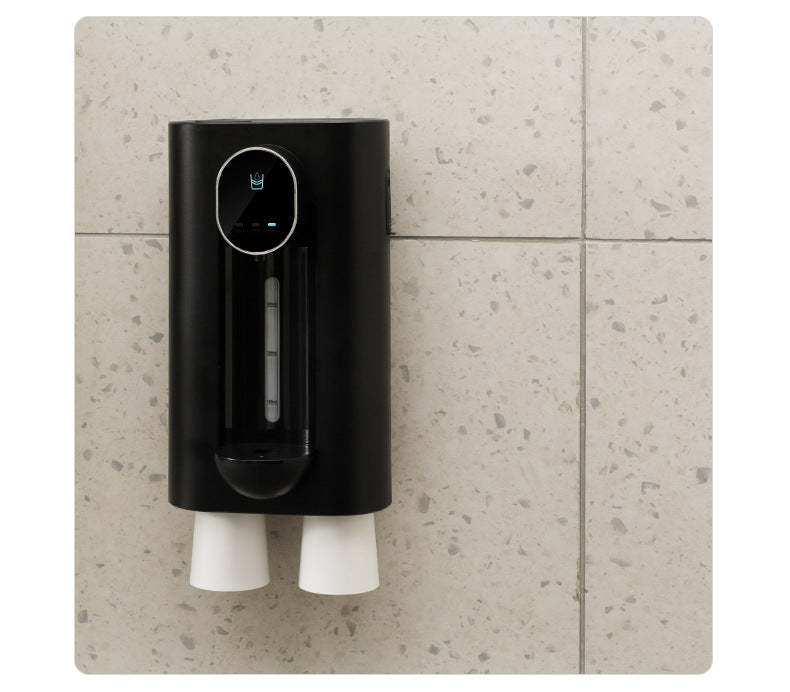 Smart Automatic Mouthwash Dispenser - Wall-Mounted, 3 Adjustable Levels, LED Display & Magnetic Cups(Black)