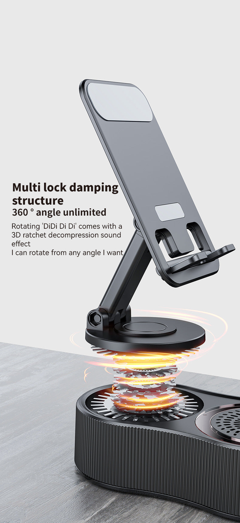 Foldable Bluetooth Speaker with 360 Rotating Phone/Tablet Stand & RGB Lights - HIFI Surround Sound(White)