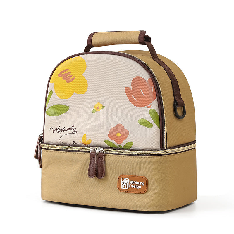 Versatile Insulated Breast Milk Cooler &amp; Lunch Backpack - Waterproof, Multi-Carry Options(Yellow print)