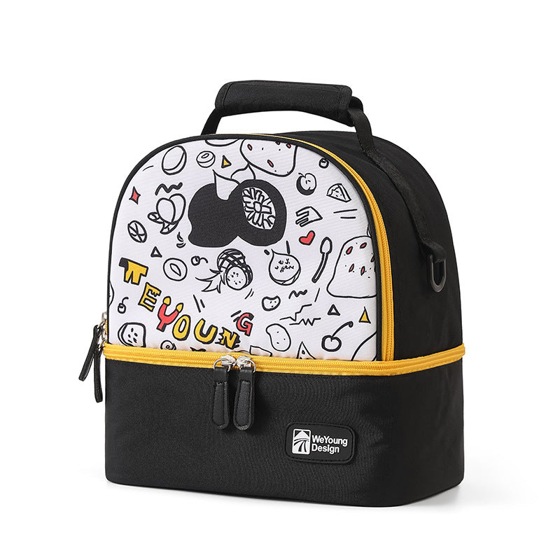 Versatile Insulated Breast Milk Cooler &amp; Lunch Backpack - Waterproof, Multi-Carry Options(Black print)