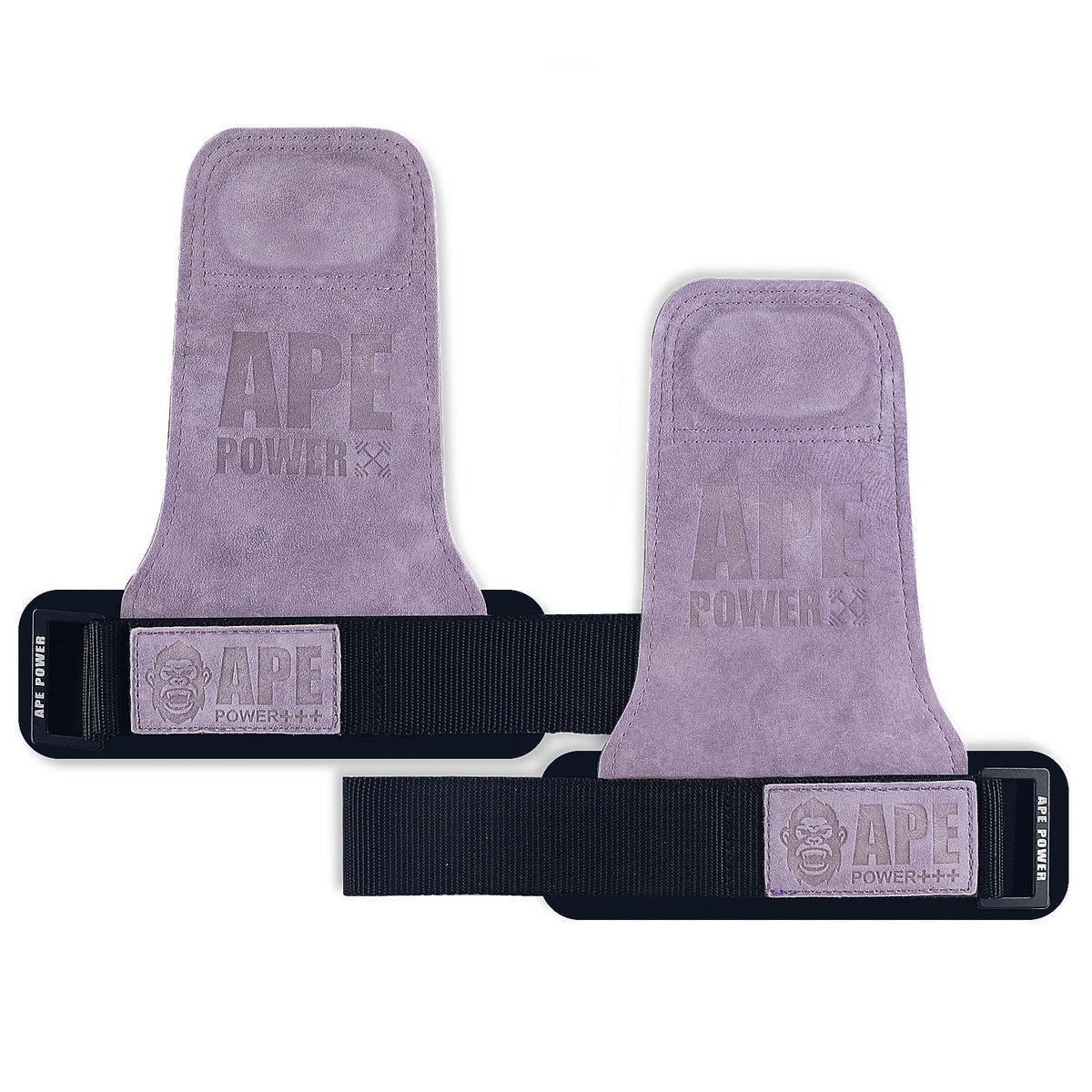 Heavy Duty Weightlifting Grips - Anti-Slip Cowhide Palm Protectors with Neoprene Wrist Support &amp; Adjustable Straps(Purple)