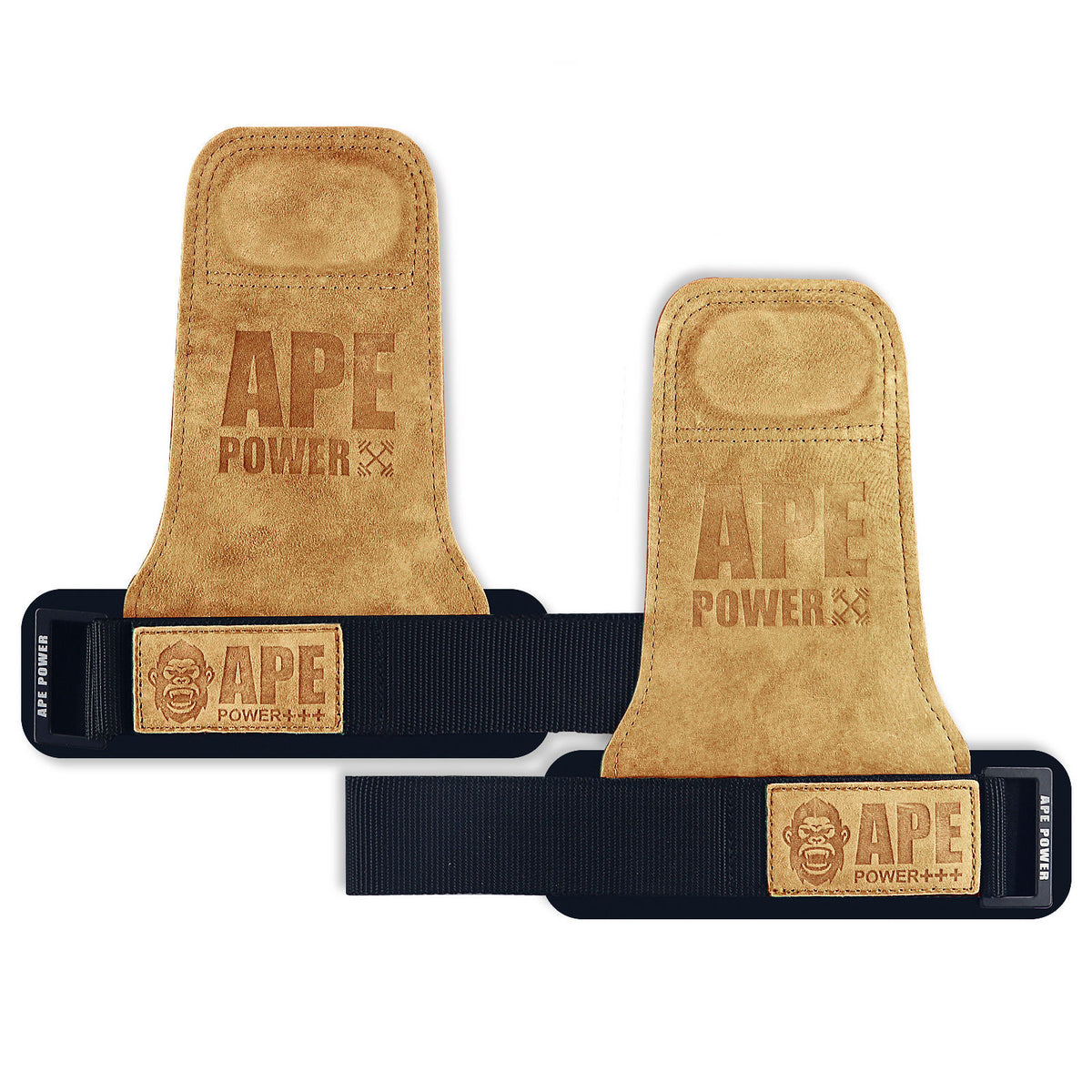 Heavy Duty Weightlifting Grips - Anti-Slip Cowhide Palm Protectors with Neoprene Wrist Support &amp; Adjustable Straps(Brown)