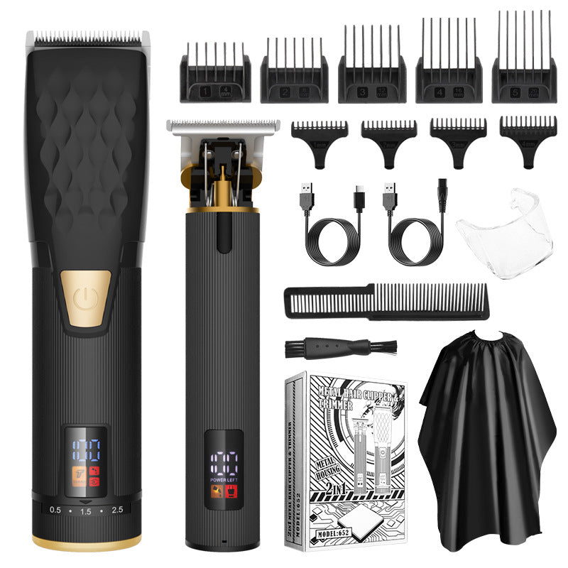 Professional 2-in-1 Cordless Hair Clipper &amp; Trimmer Kit with LED Display &amp; 5-Speed Fine Tuning(Black)