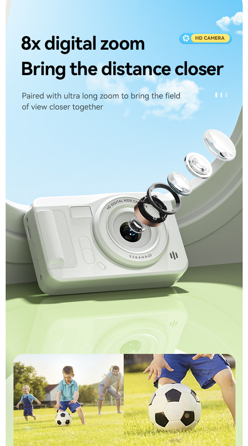 Student HD Digital Camera - 44MP, 8x Zoom, Autofocus, Dual Lens, Type-C Charging (Silver)