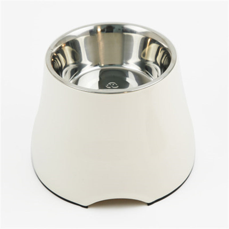 Elevated Pet Feeding Bowl with Stainless Steel Inner - Promotes Healthy Digestion &amp; Reduces Neck Strain(White)