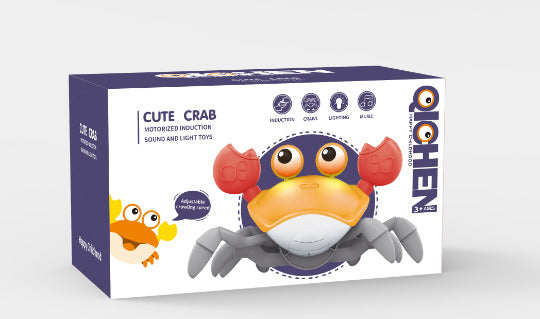 Interactive Crawling Crab Baby Toy with Music, Lights &amp; Obstacle Avoidance(Orange)