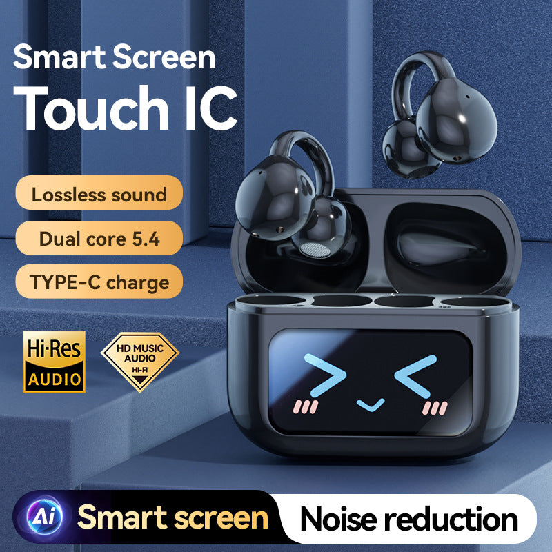 Smart TWS Earbuds with Full Touch Screen Case - Wireless 5.4, Open-Ear, Noise Reduction(purple)